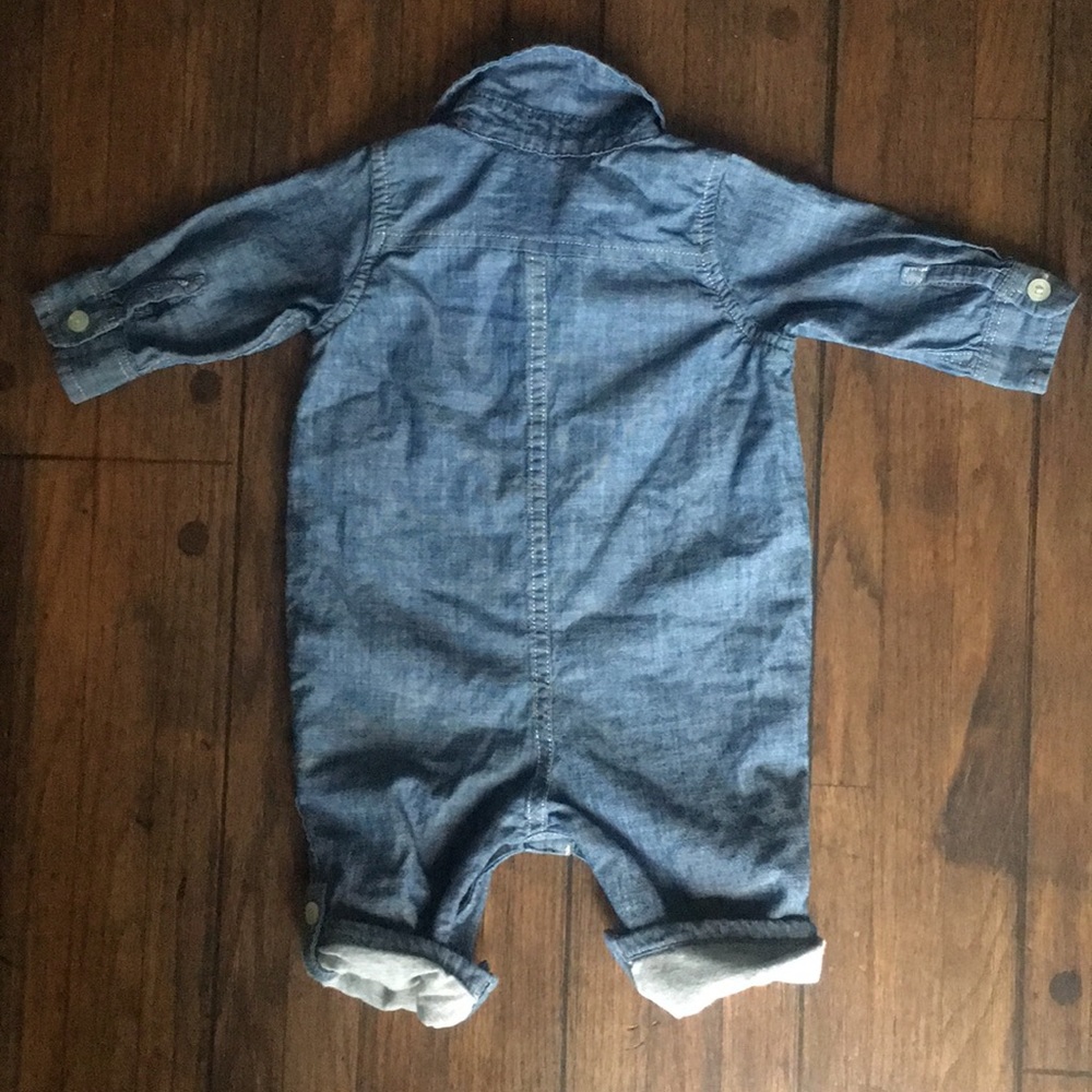 Baby Gap Denim Long Sleeve One-piece - Picture 3 of 3